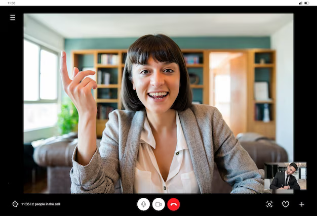 Business woman on video call from home