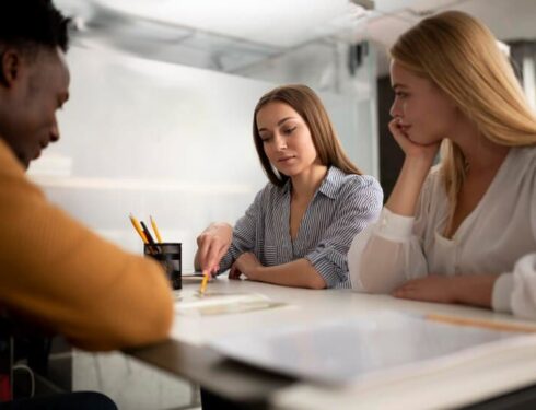 Students Discussing in the Coworking